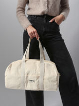 Schoudertas Velours Ribfluweel Hindbag Beige velours V-vue-porte